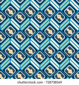 Seamless abstract pattern with arrows on button.