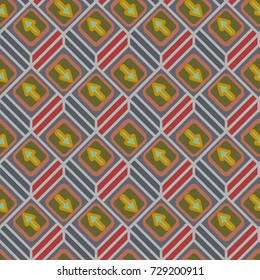 Seamless abstract pattern with arrows on button.