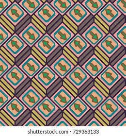 Seamless abstract pattern with arrows on button.