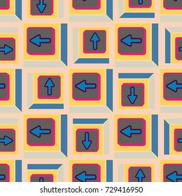 Seamless abstract pattern with arrows on button.