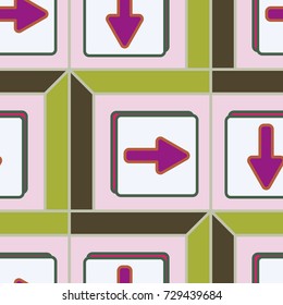 Seamless abstract pattern with arrows on button.