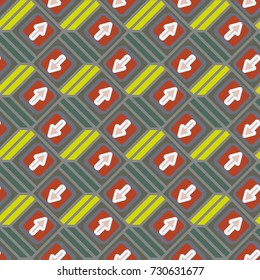 Seamless abstract pattern with arrows on button.