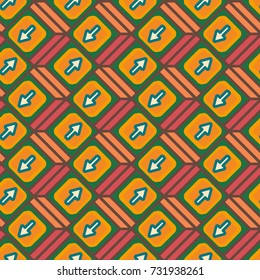 Seamless abstract pattern with arrows on button.