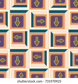 Seamless abstract pattern with arrows on button.