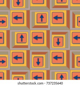 Seamless abstract pattern with arrows on button.