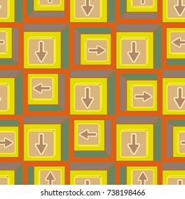 Seamless abstract pattern with arrows on button.