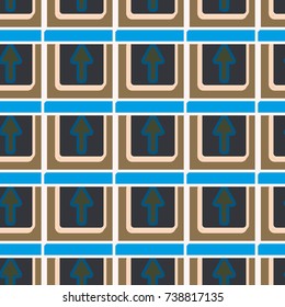 Seamless abstract pattern with arrows on button.