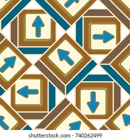 Seamless abstract pattern with arrows on button.