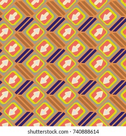Seamless abstract pattern with arrows on button.