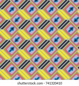 Seamless abstract pattern with arrows on button.