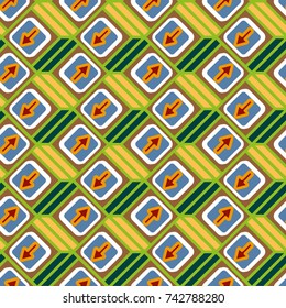 Seamless abstract pattern with arrows on button.