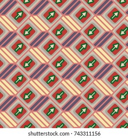Seamless abstract pattern with arrows on button.