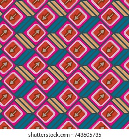 Seamless abstract pattern with arrows on button.