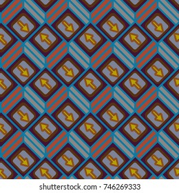 Seamless abstract pattern with arrows on button.