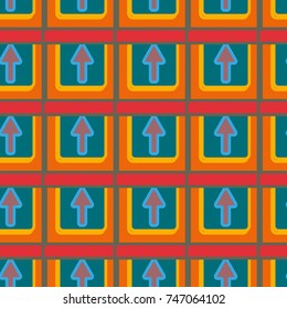 Seamless abstract pattern with arrows on button.