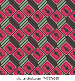 Seamless abstract pattern with arrows on button.