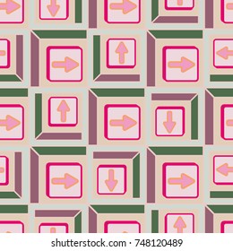 Seamless abstract pattern with arrows on button.