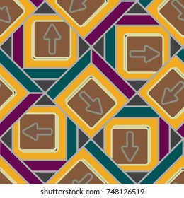 Seamless abstract pattern with arrows on button.