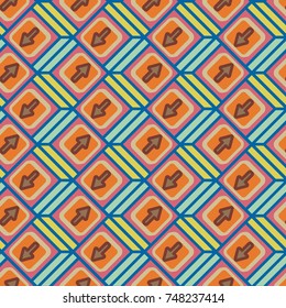 Seamless abstract pattern with arrows on button.