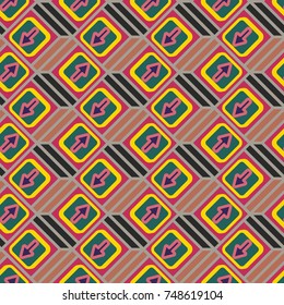 Seamless abstract pattern with arrows on button.
