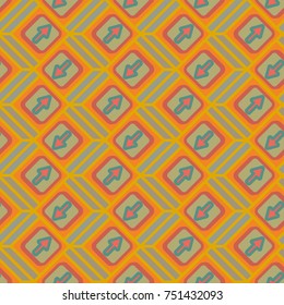 Seamless abstract pattern with arrows on button.