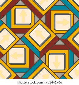 Seamless abstract pattern with arrows on button.