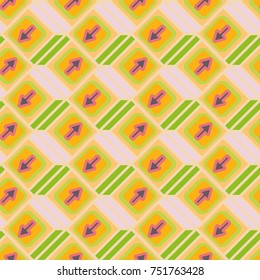 Seamless abstract pattern with arrows on button.
