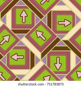 Seamless abstract pattern with arrows on button.