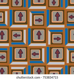 Seamless abstract pattern with arrows on button.
