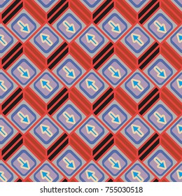 Seamless abstract pattern with arrows on button.