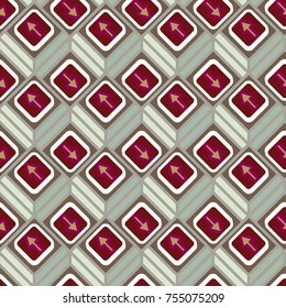 Seamless abstract pattern with arrows on button.