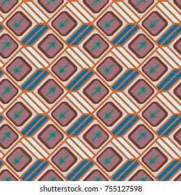 Seamless abstract pattern with arrows on button.