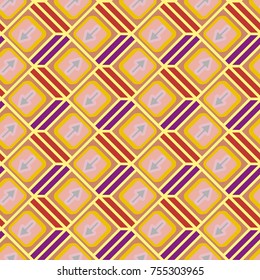 Seamless abstract pattern with arrows on button.
