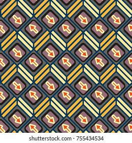 Seamless abstract pattern with arrows on button.