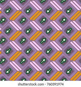 Seamless abstract pattern with arrows on button.