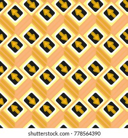 Seamless abstract pattern with arrows on button.