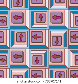 Seamless abstract pattern with arrows on button.