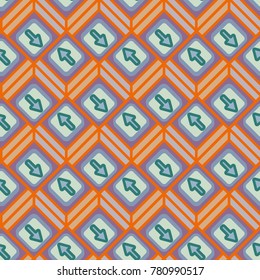 Seamless abstract pattern with arrows on button.