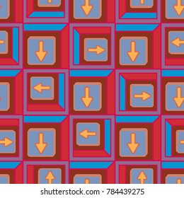 Seamless abstract pattern with arrows on button.