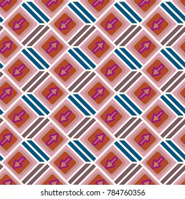 Seamless abstract pattern with arrows on button.