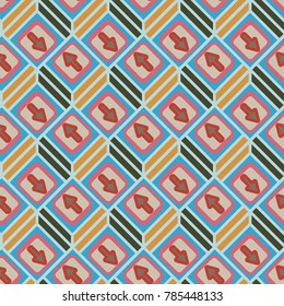 Seamless abstract pattern with arrows on button.