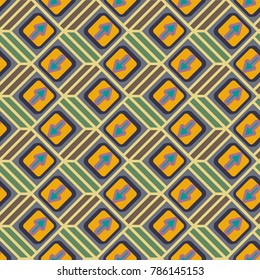 Seamless abstract pattern with arrows on button.