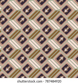 Seamless abstract pattern with arrows on button.