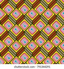 Seamless abstract pattern with arrows on button.