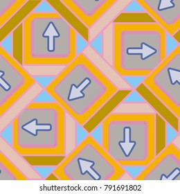 Seamless abstract pattern with arrows on button.