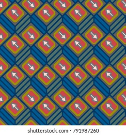 Seamless abstract pattern with arrows on button.