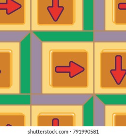 Seamless abstract pattern with arrows on button.