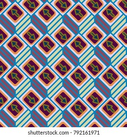 Seamless abstract pattern with arrows on button.
