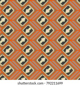 Seamless abstract pattern with arrows on button.