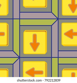 Seamless abstract pattern with arrows on button.